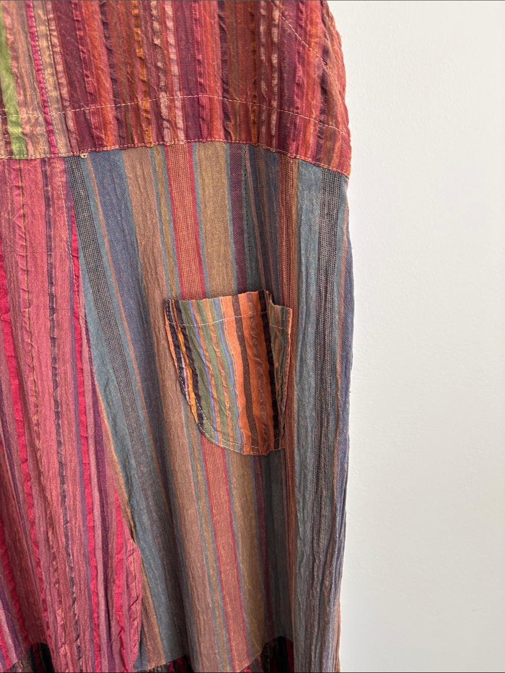 Striped Patchwork Jumpsuit with Pockets - Multicolor waist 18 inseam 32 - Picture 8 of 9